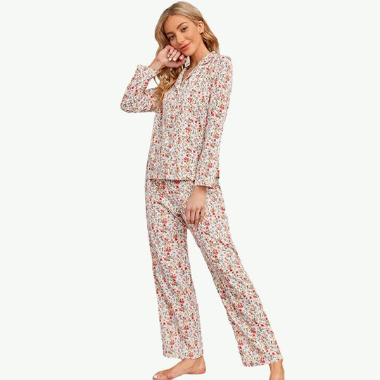 Private Label Ditsy Floral Women's Nightwear Set Manufacturing Plant