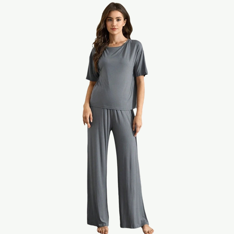 Solid Top & Drawstring Pants Loungewear Set Wholesale USA