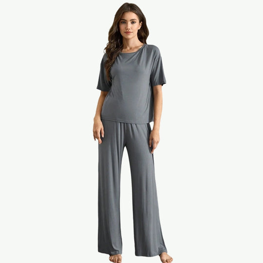 Solid Top & Drawstring Pants Loungewear Set Wholesale USA
