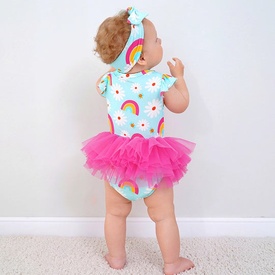 Fabricant en vrac bébé fille robe barboteuse en tulle avec bandeau