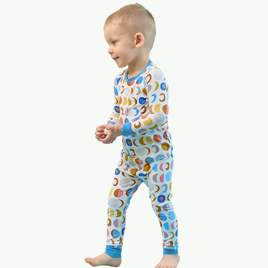 Custom Moon Pattern Toddler Boys' Sleepwear Pajama in Bulk