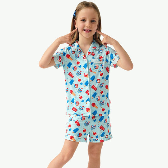 Wholesale Custom Kids Girls Summer Printing Pajamas Set Supplier