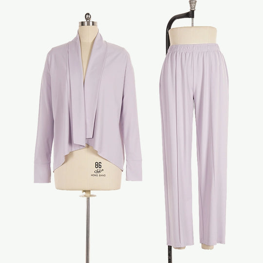 Asymmetric Hem Cardigan and Pants Set Bulk 2-Piece Lounge Set Manufacturer