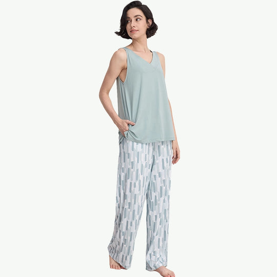 Bamboo Viscose Sleeveless Tank Top with Soft Pants Loungewear Set Vendors