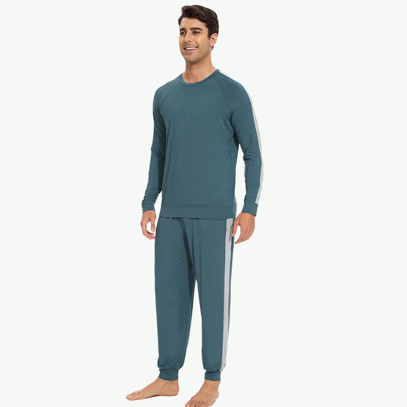 Premium Bamboo Ultra-Soft Sweatshirt Set with Contrast Taping Wholesale Men Sleepwear