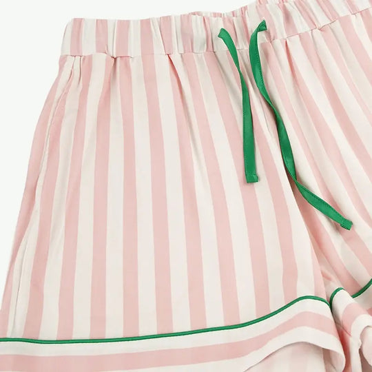 Brandable Pink Striped Women Pajama Set Wholesale Button Down Sleepwear