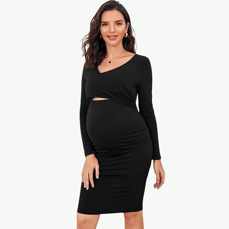 Bulk Long Sleeve Womens Bodycon Maternity Nursing Dress for Breastfeeding
