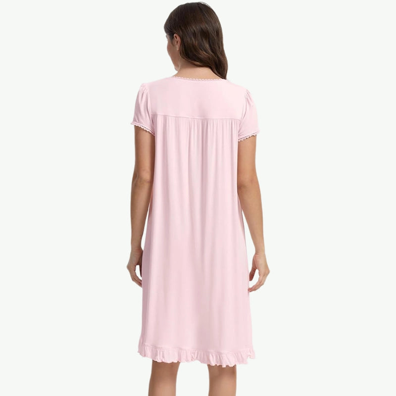 OEM Women TENCEL™ Modal Nightgown with Lace Trim – Bulk Soft Sleepwear