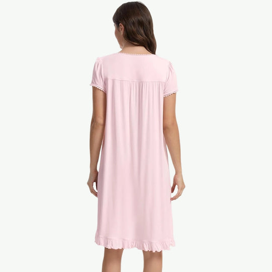 OEM Women TENCEL™ Modal Nightgown with Lace Trim – Bulk Soft Sleepwear