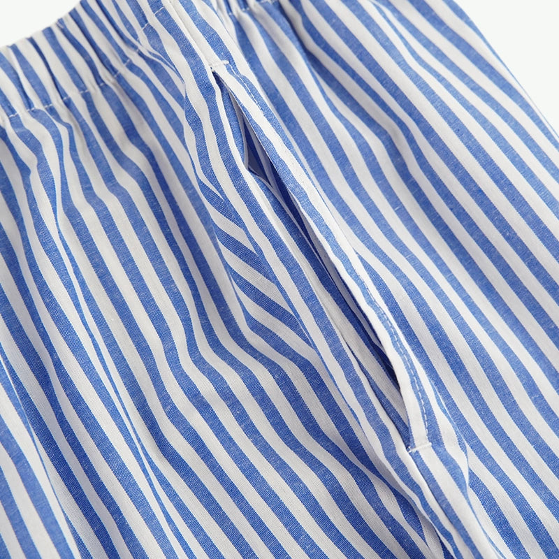 Wholesale Men Organic Cotton Striped Pajama Set Short Sleeve Sleepwear