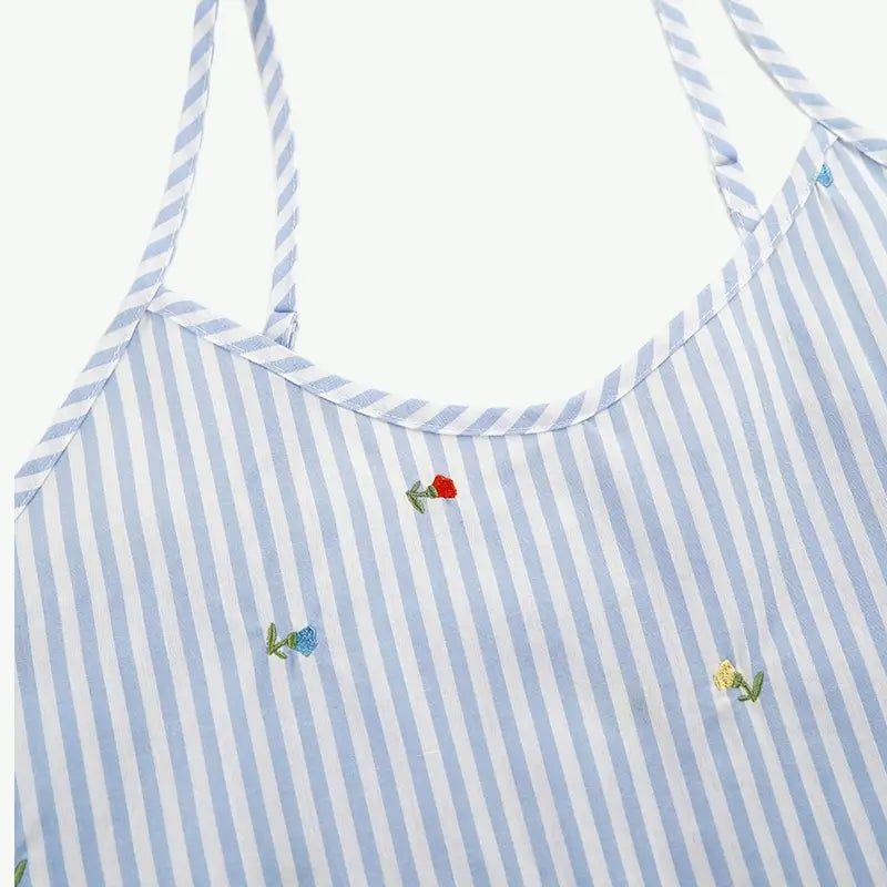 Private Label Wholesale 100% Organic Cotton Striped Cami Pajama Set