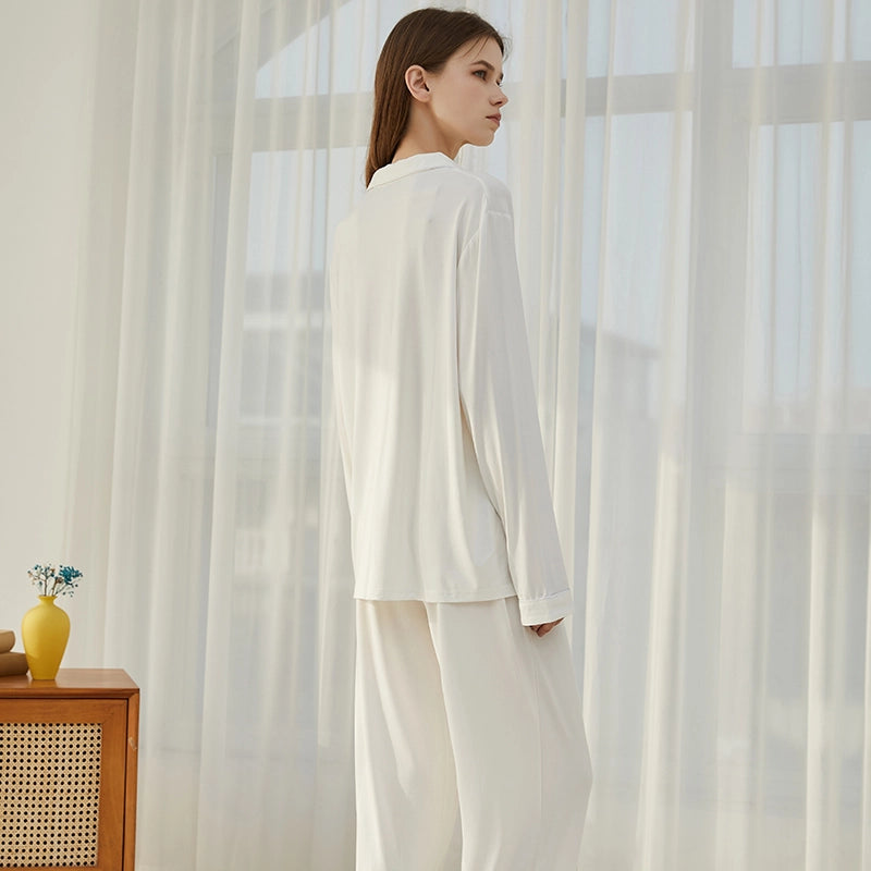 Wholesale Long Sleeve Custom Modal Pyjamas With Piping