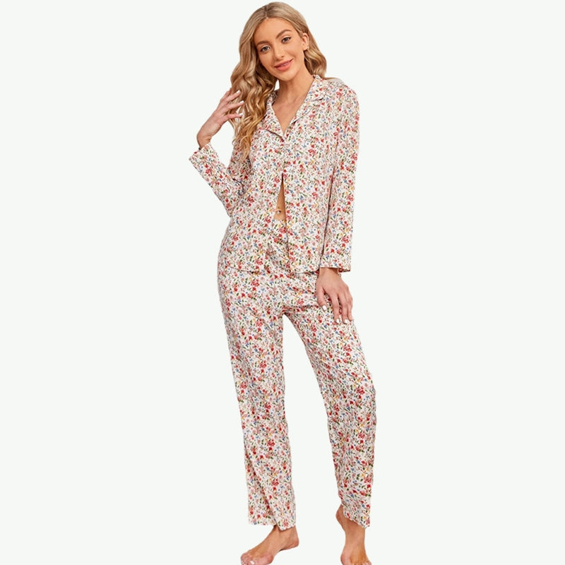 Private Label Ditsy Floral Women's Nightwear Set Manufacturing Plant