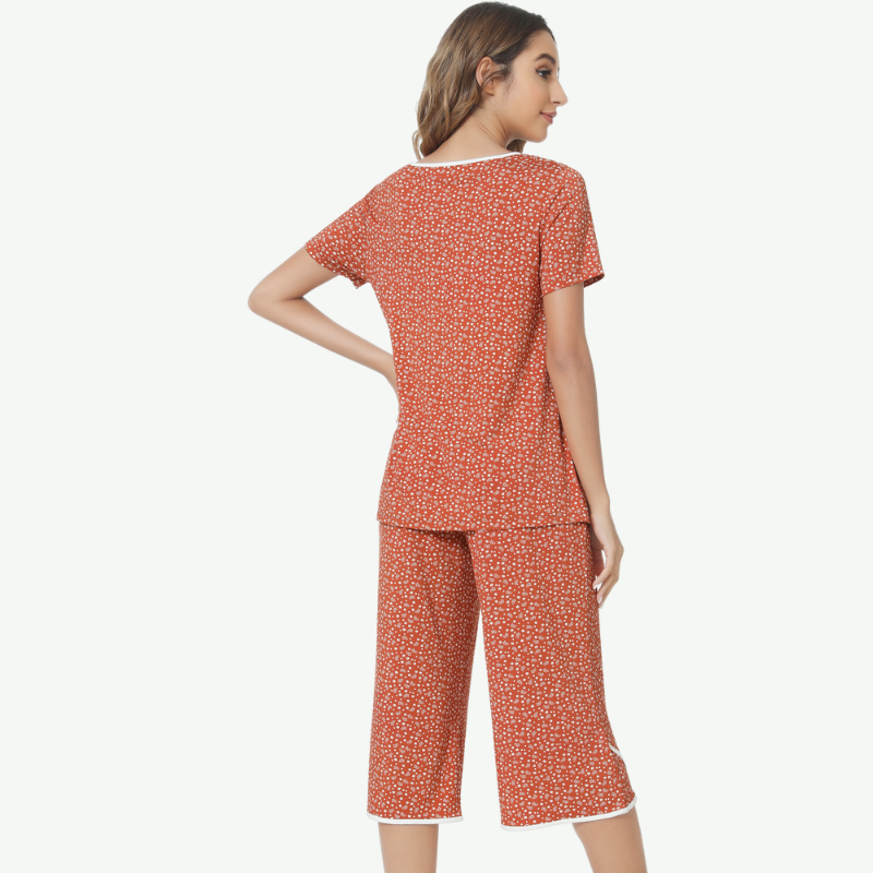 Ensemble pyjama Capri à imprimé floral pour femme, en vrac - 81129625