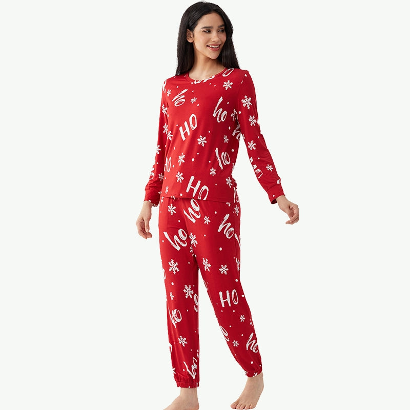 wholesale-red-christmas-pajama-set-ho-ho-ho-print