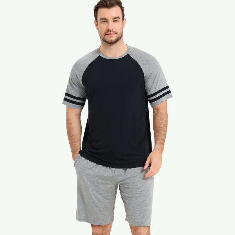 Conjunto de pijama de manga corta para hombre a granel-G3820004
