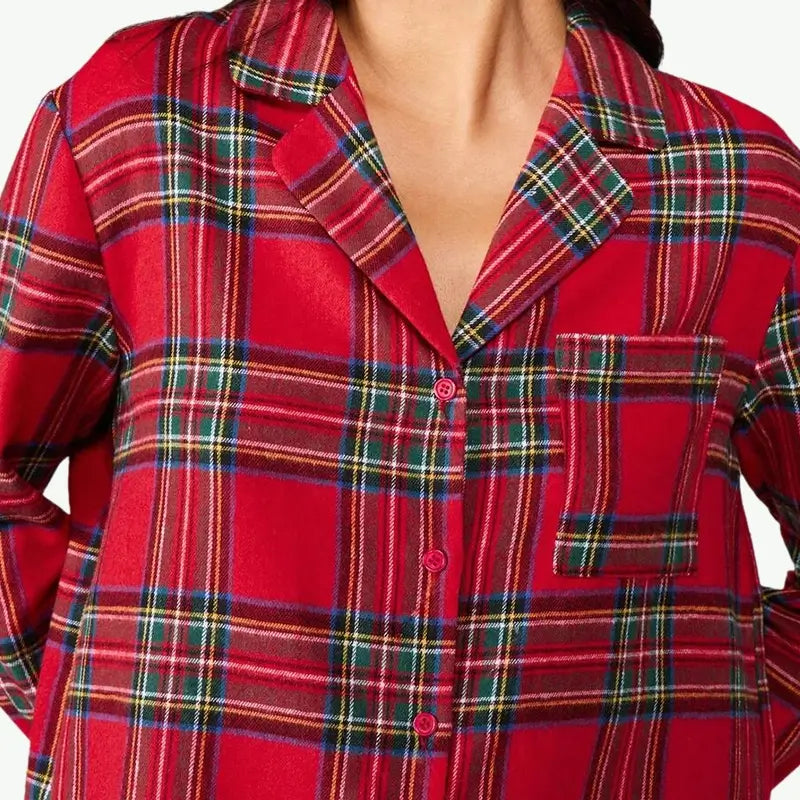 Wholesale Classic Red Plaid 100% Cotton Pajamas Set for Women
