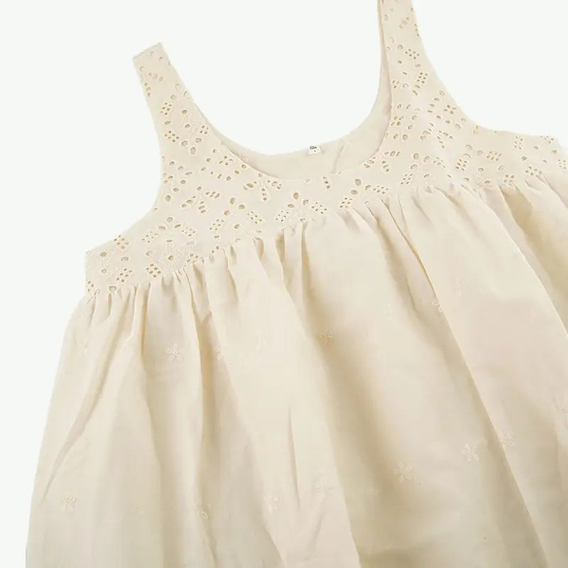 Plain Embroidery Sleeveless 3/4 Pant PJ Set Wholesale Cotton Sleepwear