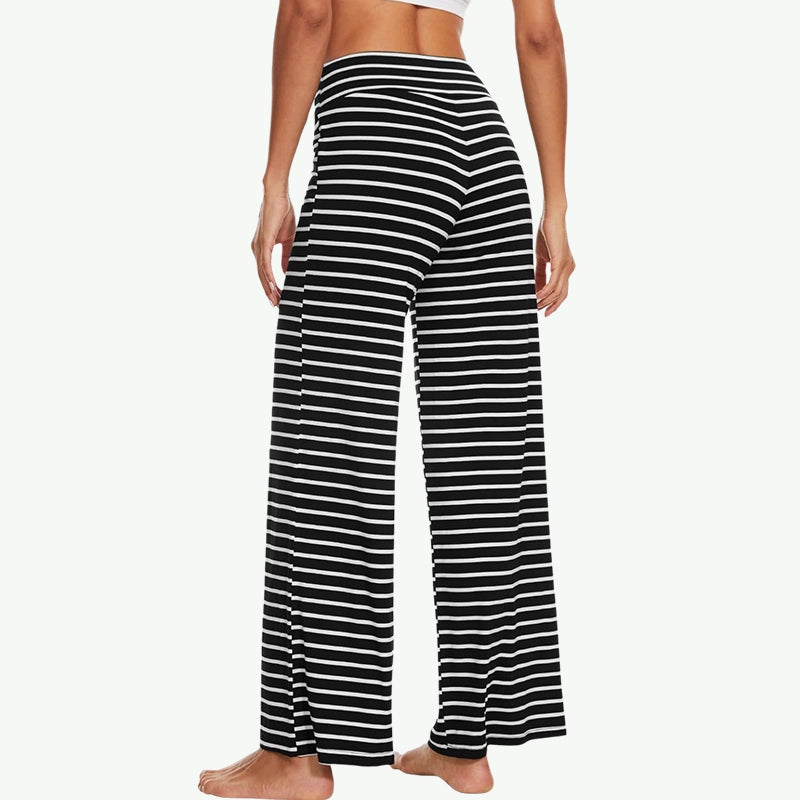 Fabricante mayorista de pantalones de pijama suaves a rayas para mujer