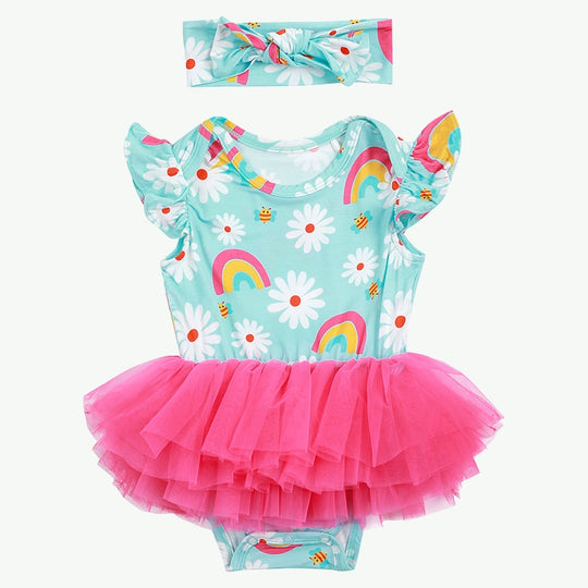 Fabricant en vrac bébé fille robe barboteuse en tulle avec bandeau