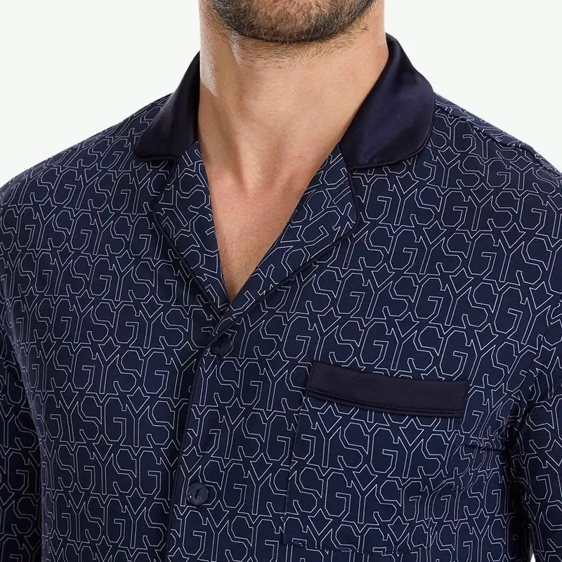 High-Quality Gentlemen Classic Check Navy Tencel Pyjama Set Wholesale Vendors