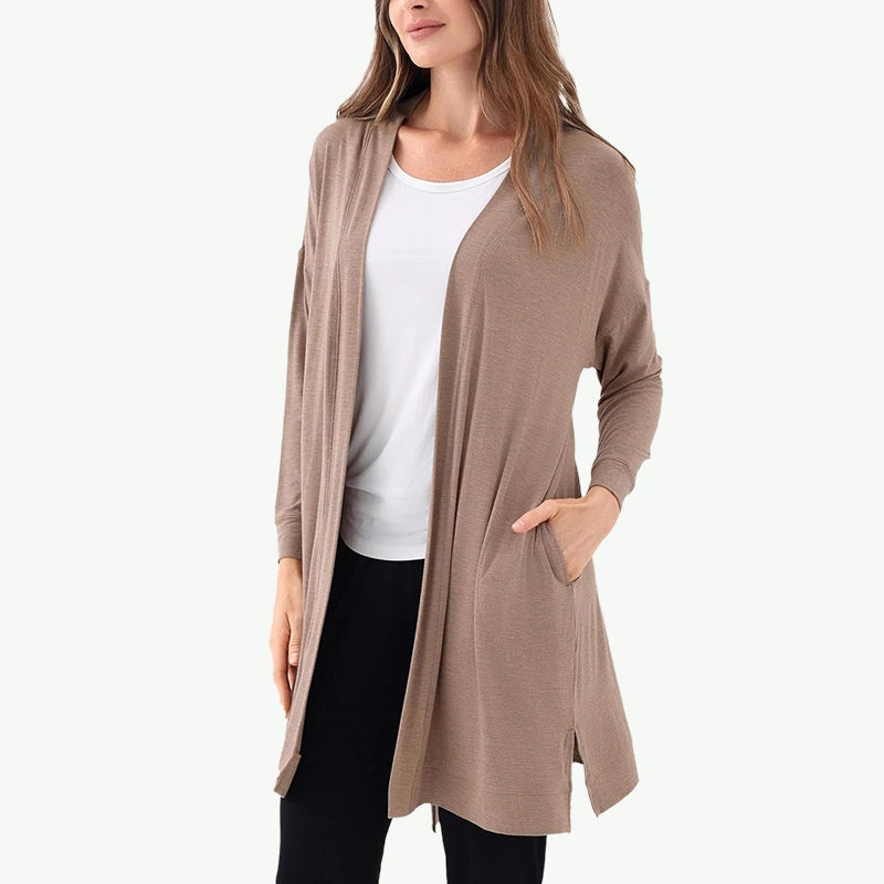Manufacturer Wholesale Women's Jersey Knit Open Front Cardigan with Pockets