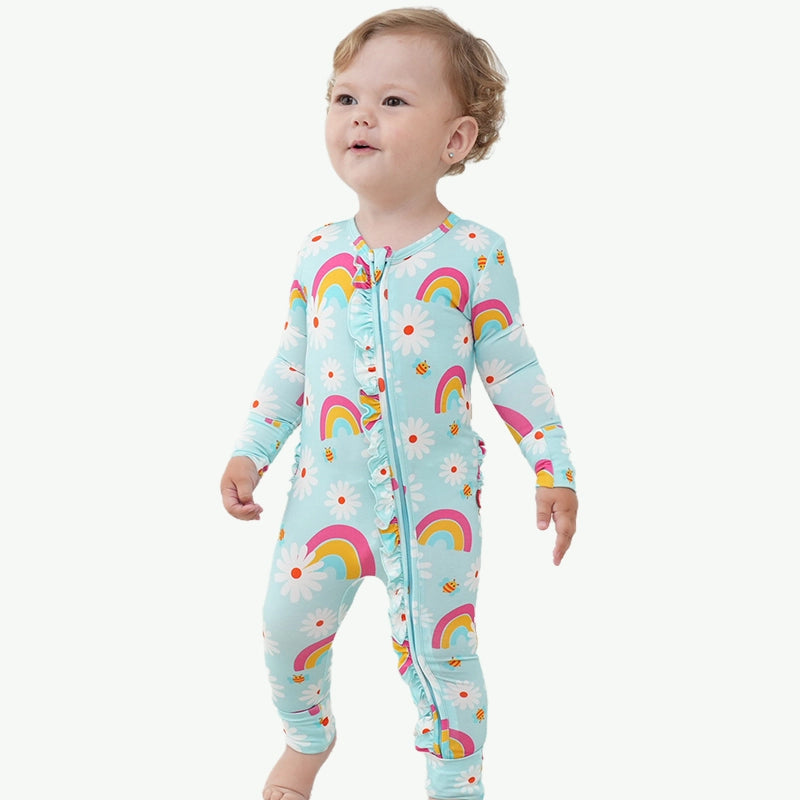 Rainbow Daisy Print TENCEL™ Modal Wholesale Baby Onesies Vendors