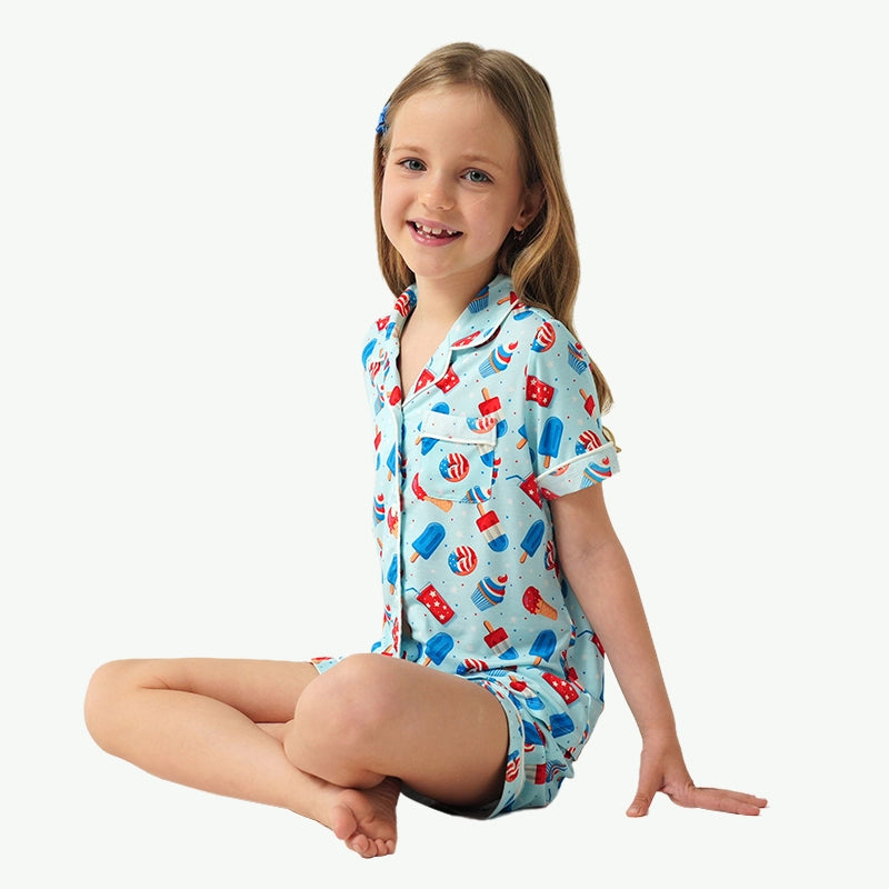 Wholesale Custom Kids Girls Summer Printing Pajamas Set Supplier