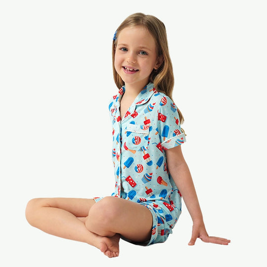 Wholesale Custom Kids Girls Summer Printing Pajamas Set Supplier