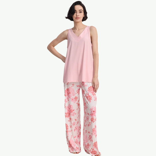 Bamboo Viscose Sleeveless Tank Top with Soft Pants Loungewear Set Vendors