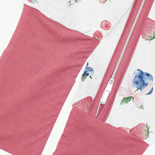 Custom Hot Fruit Pattern Wholesale Baby Modal Zip Romper Pajamas