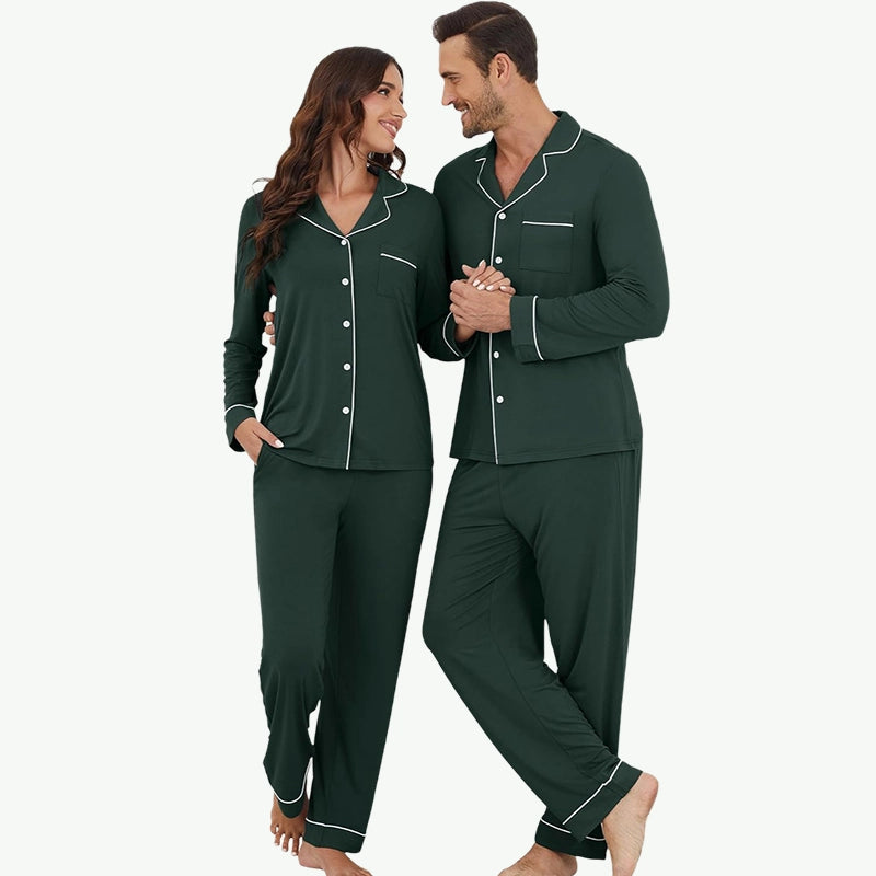 OEM Wholesale Bamboo Soft Buttons Matching Pj Set for Couples