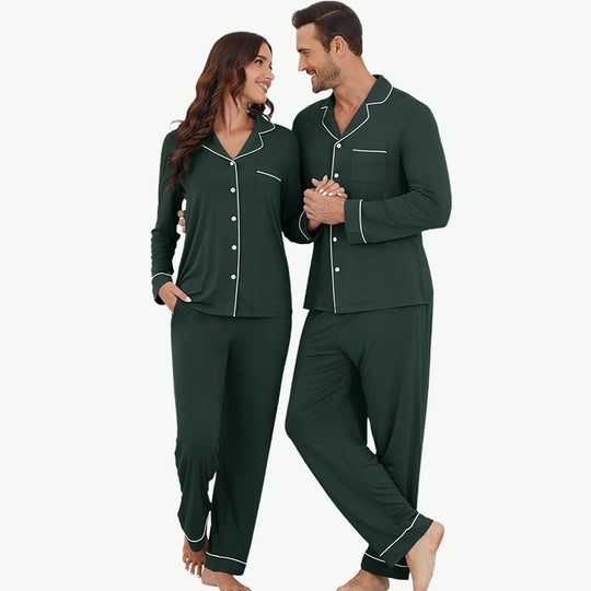 OEM Wholesale Bamboo Soft Buttons Matching Pj Set for Couples