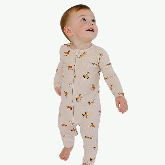 Bulk Print Ribbed Zip Newborn Romper Wholesale Infant Onesies
