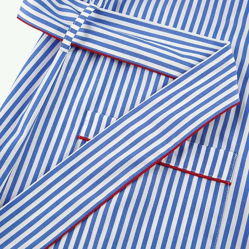 Customized Wholesale of High-Quality Unisex Blue and White Striped Robes