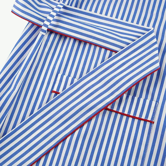 Customized Wholesale of High-Quality Unisex Blue and White Striped Robes