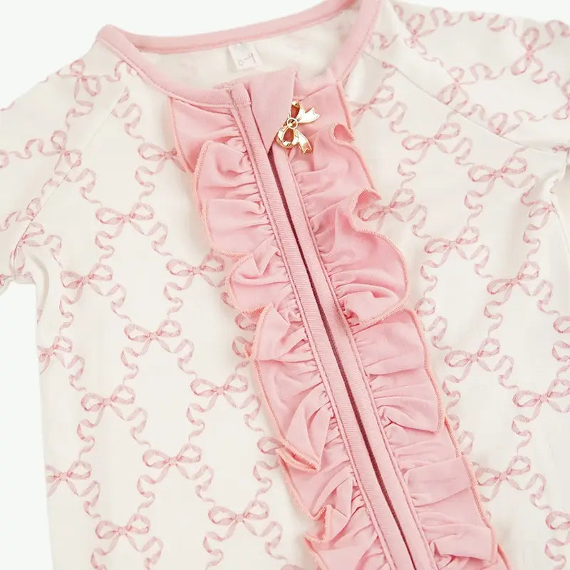 Custom Bow Bamboo Baby Long Sleeves Romper Zippy Wholesale