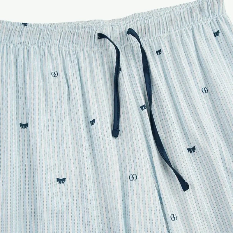 Ensemble de pyjama à imprimé nœud pour femme OEM, vêtements de nuit rayés en vrac