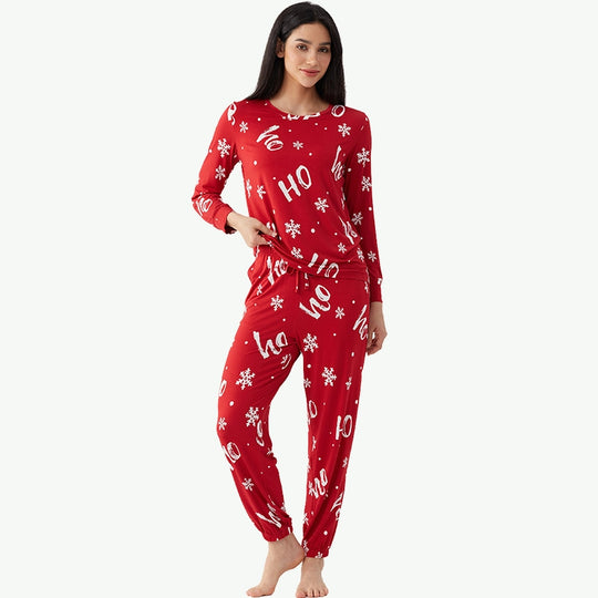 wholesale-red-christmas-pajama-set-ho-ho-ho-print