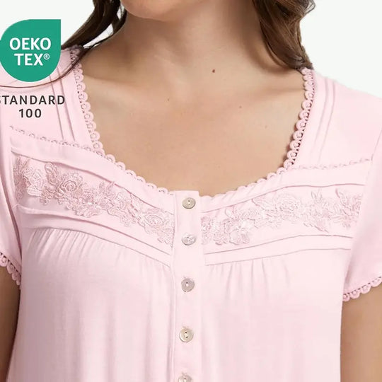 OEM Women TENCEL™ Modal Nightgown with Lace Trim – Bulk Soft Sleepwear