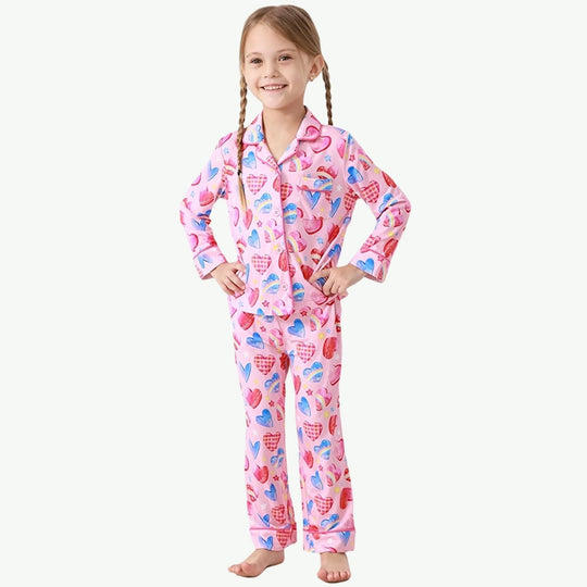 Conjunto de pijama de dos piezas para niñas con estampado personalizado al por mayor