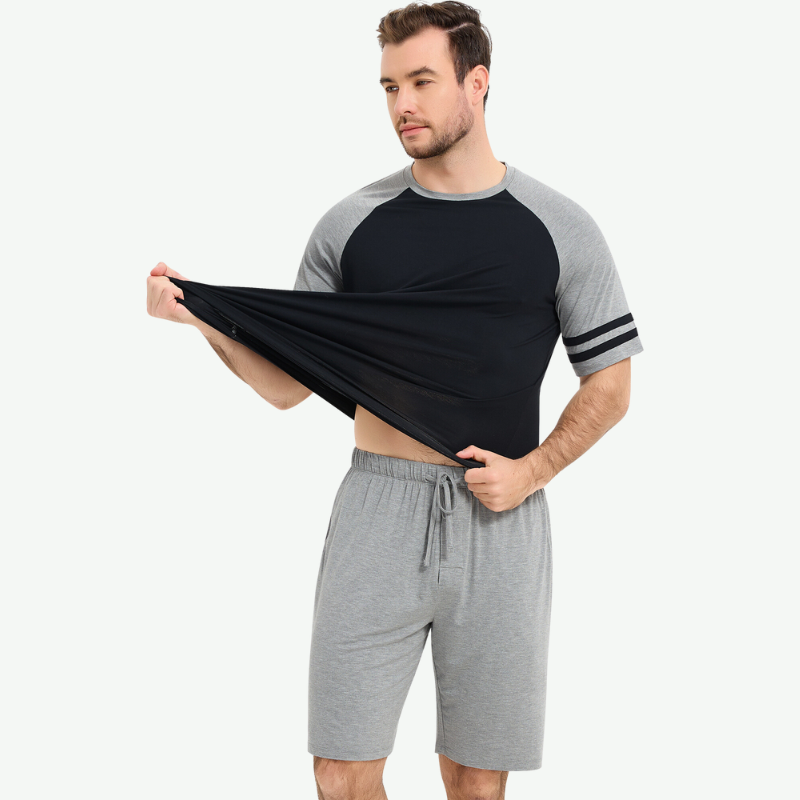 Conjunto de pijama de manga corta para hombre a granel-G3820004