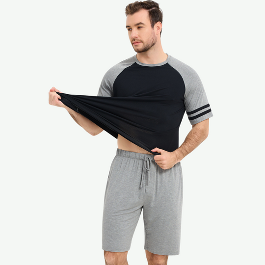 Conjunto de pijama de manga corta para hombre a granel-G3820004