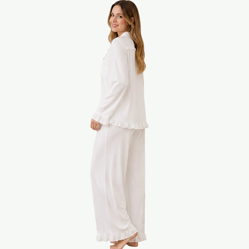 Sustainable TENCEL Modal Ruffled Button-Down Pjs Set Wholesale Vendors