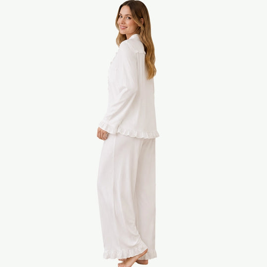 Sustainable TENCEL Modal Ruffled Button-Down Pjs Set Wholesale Vendors