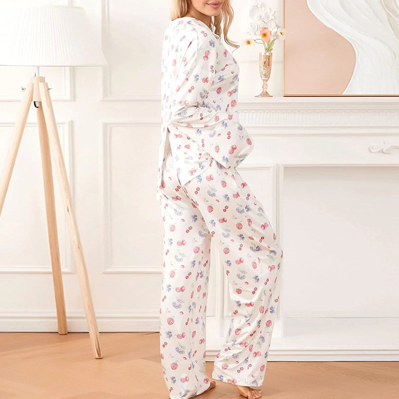 Pijamas de algodón al por mayor y al por mayor con estampados para mujer
