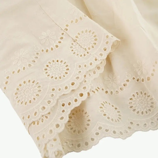 Plain Embroidery Sleeveless 3/4 Pant PJ Set Wholesale Cotton Sleepwear