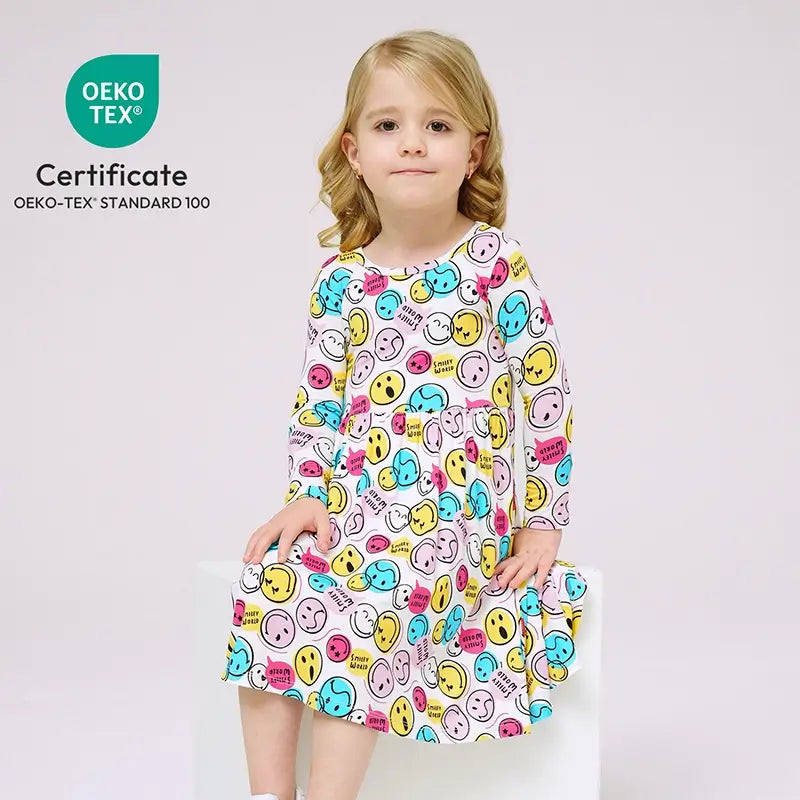 Spring Long-Sleeve Girls Baby Custom Bamboo Twirl Dress Manufacturers