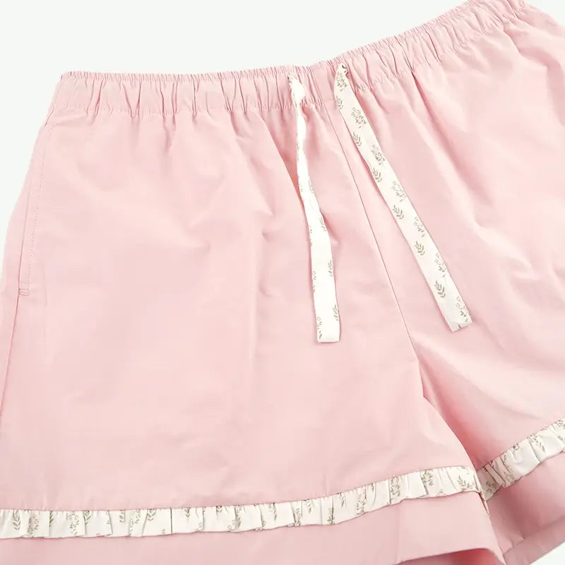 Summer Cute Ruffle Collar Tie Front Pajama Set Wholesale Vendors USA