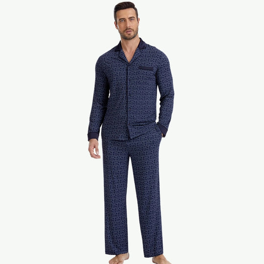 High-Quality Gentlemen Classic Check Navy Tencel Pyjama Set Wholesale Vendors